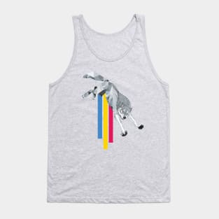 Grey wolf with primary color streak Tank Top